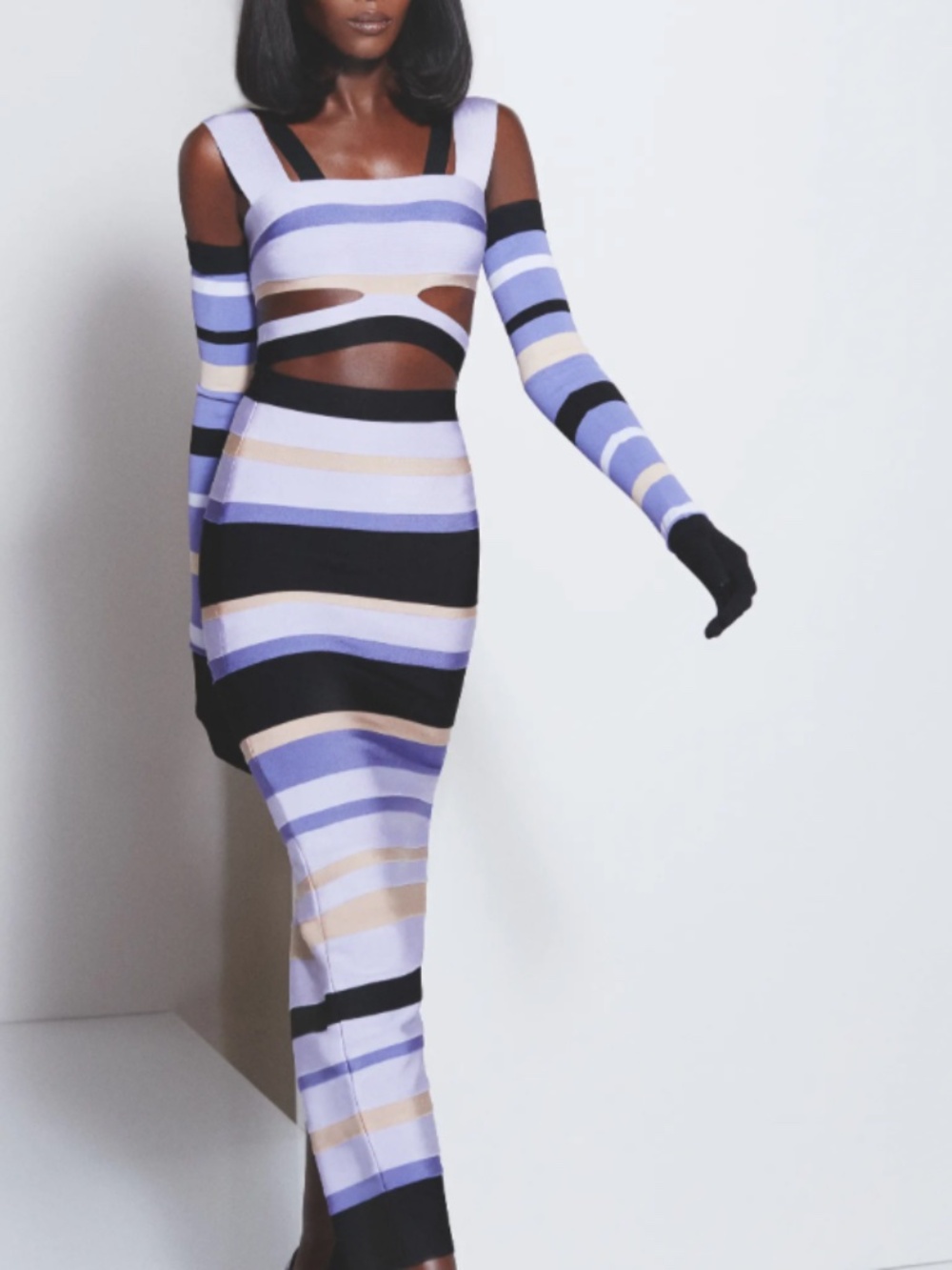 Herve Leger Stripes Gloves NWT